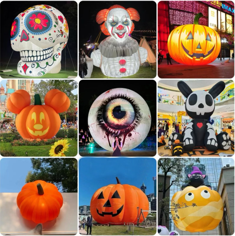 2-10m Halloween inflatable eyeball air model horror big eyes glowing pumpkin skull beauty decoration nightclub scene