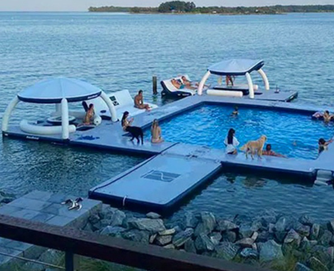 Inflatable water leisure bar multi-person sofa lounge chair sunshade floating platform floating bed floating tent swimming pool yacht matching