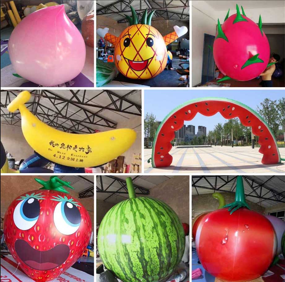 Inflatable Fruit Inflatable Vegetable Watermelon Pineapple Strawberry Peach Glowing Cartoon Model Farm Outdoor Activities Customized