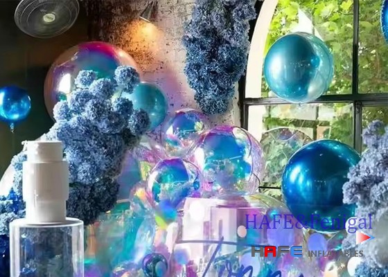 China Large Colourful Mirror Reflective Inflatable PVC Iridescent Ball For Christmas Birthday  Party Mall Anniversary Deco