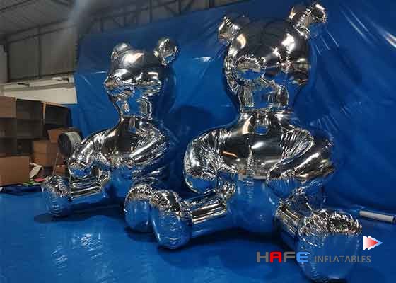 2m Silver Bear Advertising Inflatable Mirror Ball | EXMO Inflatable Mirror Balls for Space Atmosphere Decoration | PVC