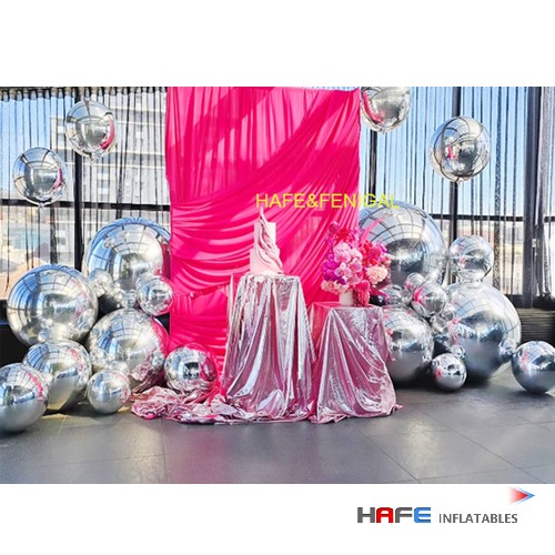32 Inches PVC Silver Mirror Balloon Shiny Metallic Decor for Hanging from Ceilings/Trees or Ground Use