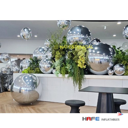 1ft 2ft 3ft PVC Silver Mirror Balloon Shiny Giant Inflatable Decor for Indoor/Outdoor Art Installations Parties & Christmas