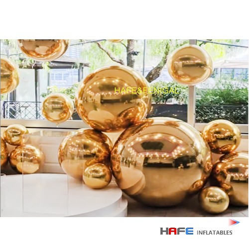 1m 2m Giant Reflective Golden PVC Mirror Balloon Shiny Art Installations for Indoor/Outdoor Parties Christmas Decor
