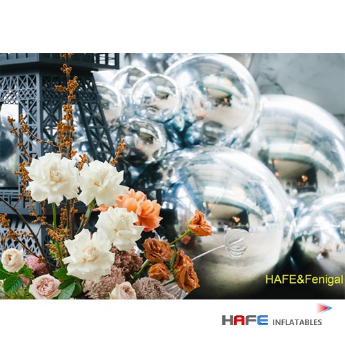 Dia 2m PVC Double-Layer Silver Mirror Balloon China Mirror Balloon for Public Art Open-Air Events Mall Renovations