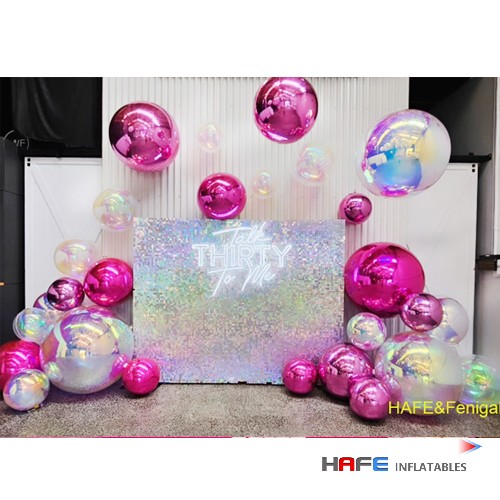 1.2m 4ft Mirror Balloon Pink/Iridescent/Silver/Gold PVC – Gallery Event Decor Stunning Mirror Balloon Wall